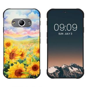 WUACYEAMING Noir Coque pour Samsung Galaxy Xcover 3, Haute Qualité TPU Silicone Mince Souple Antichoc Bumper avec Le Tournesol Motif Dessin Mat Case (WUACYEAMING, neuf)
