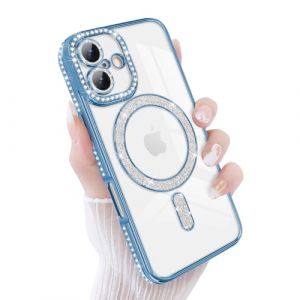 Newseego Coque pour iPhone 17, Paillettes Bling Luxe Diamant Housse 6,3 Pouces Transparent Compatible avec MagSafe TPU Flexible Dos Mignonne Antichoc Protection pour iPhone 17 Bleu (NewseegoUK, neuf)
