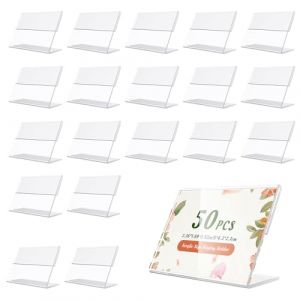 50Pcs Support D'affichage de Prix en Acrylique, Transparent Porte Étiquette de Prix, Porte Étiquette de Nom en Acrylique, Presentoir de Table Transparent pour Boutique de Supermarché, Bureau (Doreenstar, neuf)