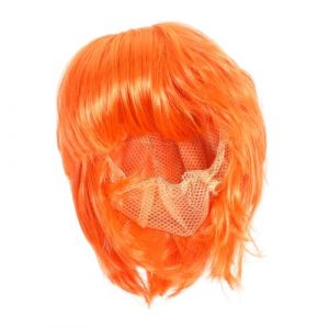 Vaguelly Perruque Bob Orange avec Frange Droite pour Femme et Garçon Fille Style Court pour Cosplay Fête Halloween et Disco Synthétique Naturel et Confortable (Bustling Xin, neuf)