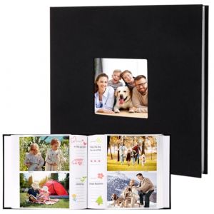 OWill Album Photo en Lin 10x15 cm avec 100 Pochettes pour 200 Photos, Classeur avec Espace Auto-conçu pour Mariage, Bébé, Voyage - Noir 22x22 cm (MaryaLyude OÜ, neuf)