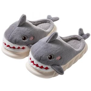 Pantoufles animaux pour femmes Chaussons de requin Chaussons en coton d'hiver doux et chauds en peluche (Grey, Adulte, Femme, 44, Num&eacute;rique (intervalle), Syst&egrave;me Taille Chaussures EU, 45, Mince) (YILANLAN, neuf)