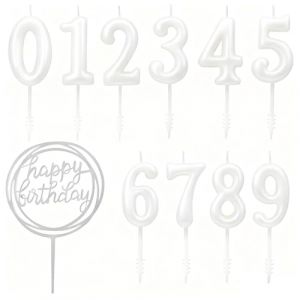 Lot de 36 bougies d'anniversaire pour g&acirc;teau avec supports - Bougies d'anniversaire pour enfants - Bougies noires et dor&eacute;es - Bougies d'anniversaire pour g&acirc;teau (blanc 01) (ODOOKON, neuf)