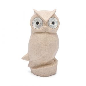 Decorobbo Statue de Hibou de Jardin Solaire, Sculpture extérieure imperméable à l'eau en résine, Lampe de Statue de Hibou aux Yeux Lumineux au Design Moderne pour la décoration de la Maison (Beige 1) (yiruikejiyouxiangongsi, neuf)