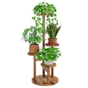 Bamworld Étagère à plantes multi-niveaux en bois - Support de plantes à 4 niveaux pour salon et jardin - Escalier à fleurs avec plusieurs couches (Bamworld, neuf)