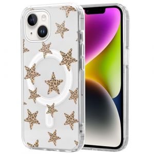 Foonary Magn&eacute;tique Coque pour iPhone 14/iPhone 13 6,1", Transparente Etui en Aesthetic L&eacute;opard &Eacute;toile Motif Dessin Compatible avec MagSafe Case, Silicone Housse Clear Cover pour iPhone 14/13 (BAROR TRADING, neuf)