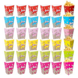 Boîtes de Popcorn, 36 articles, Gobelets à pop-corn - Boîte à goûter - Sacs à bonbons, Sacs de Pop-Corn en Papier, pour D'anniversaire Mariages Carnaval Cinéma Fêtes Noël, Multicolore (Thuranda OÜ, neuf)