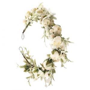 Couronne de fleurs - Bandeau de fleurs - Couronne de fleurs pour fille - Accessoire photo - Couronne de fleurs réglable pour les fêtes festives (peiz, neuf)