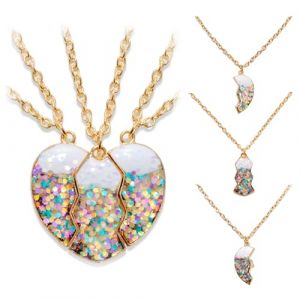 LHOEST Collier d'amiti&eacute; pour 3 Fille Femme Enfant Puzzle Collier Bff pour 3 Amiti&eacute; Pendentif Coeur Cadeau Meilleure Amie Colliers BFF Bijoux Cadeau No&euml;l Saint Valentin Anniversaire (LINHao, neuf)