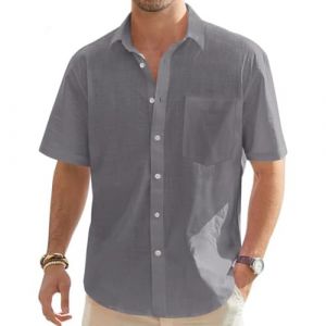 VDDTAGAM Chemise Homme Chemise Homme Rose Chemisette Homme Ensemble en Lin Homme Chemise Col Mao Homme Chemise Ete Homme Ensemble en Lin Homme Chemise Blanche Chemise Noire Homme Chemi(Dark Gray,L) (VDDTAGAM, neuf)