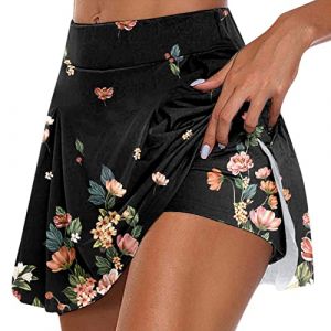 Jupe Short Femme Ete Fluide,Jupe Short Femme Ete Casual Sport Jupe Tennis Femme Shorts de Sport Running Yoga Legging &Eacute;lastique Pants Activewear Couleur Unie Taille Haute Short Court Leger (Anglekie, neuf)