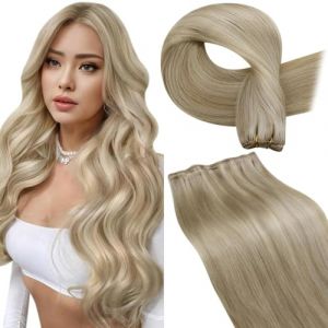 LaaVoo Extension Cheveux Naturel Tissage Blond Moyen 100g Extension Tissage Cheveux Humain Highlight M&eacute;lange Blond Dor&eacute; et Blond Moyen 55cm ;isse #16/22 (Laavoo, neuf)