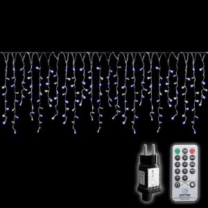 SALCAR Guirlande Lumineuse LED Pluie Verglaçante 10m Extérieur avec Télécommande, Rideau Lumineux LED Intérieur Noël avec 8 Modes, Éclairage Noël Étanche IP44 pour Jardin Balcon, Bleu Blanc (Salcar GmbH, neuf)