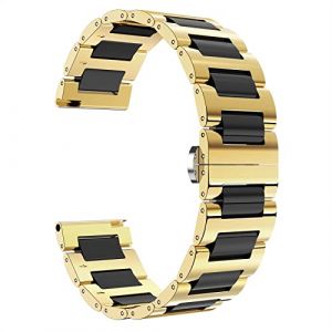 BINLUN Bracelet de Montre Céramique pour Femme Homme avec en Acier Inoxydable Poli 12mm 14mm 16mm 18mm 20mm 22mm Bracelets de Montres à Dégagement Rapide avec Boucle Papillon (Prince Gera Flagship Store EU Store, neuf)