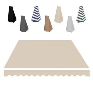 Store Banne Manuel Rétractable, Tissu de Remplacement pour Auvent 2.0m 2.5m 3.0m 3.6m 4m 5m pour Terrasse Extérieur Balcon, Imperméable Toile pour Store Banne(Beige,360x300cm) (LYLSD, neuf)