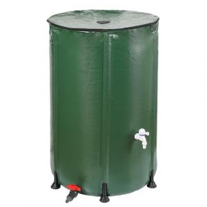 TERRE JARDIN - Réservoir Récupérateur Eau de Pluie, 250 L - Cuve Eau de Pluie, Pliable, en PVC Armée - Réservoir avec Robinet d'Arrêt et Robinet d'Écoullement - 250 litres - Vert (Outillage de Saint Etienne, neuf)