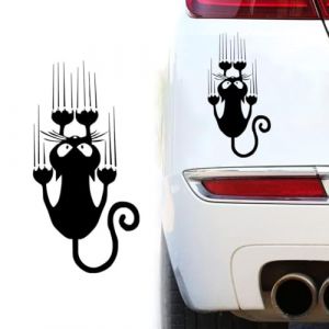 OQKAHIV 1 Pièces Autocollant Chat Autocollant, Chat Stickers, Autocollant de Voiture Créatif Motif de Chat Mignon Autocollants d'animaux de Chats Grimpants Autocollant de Voiture à Rayures de Chat (OQKAHIV, neuf)