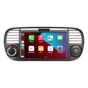 Aphrfamma Autoradio pour Fiat 500 2007-2015, sans Fil Tactile CarPlay Android Auto Radio Système Linux avec écran GPS Navi 7 Pouces/FM/AM/USB/Mirror Link/HD Touch Display (Nero) (RUIQIXY, neuf)