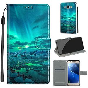 YIRRANZD Coque pour Samsung Galaxy J5 2016, Protection Housse en Cuir PU Portefeuille &agrave; Rabat Motif [Wrist Strap], Flip Antichoc Etui &agrave; pour Samsung J5 2016 (Aurores) (YIRRANZD, neuf)