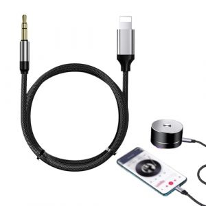 Prise Jack pour Iphone,Adaptateur IphonePour Autoradio,Cable Jack Iphone,CableAuxiliaire Voiture Compatible avec Iphone14/13/12/11/Xs/Xr/8/7/Ipad/Se/Pro,avec Cable Aux 1 M&egrave;tre 3.5mm M&acirc;le,Noir (YIQings-US, neuf)