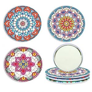 popyes 3 Pi&egrave;ces Miroir Maquillage Poche de Peinture Diamant Bricolage Miroir de Poche Portable Miroir Compact Diamond Painting Motif Mandala Artisanat pour Femmes Filles Voyage Travail &Eacute;cole (Pasercvxzoreso, neuf)