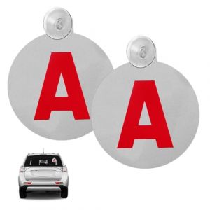 Kuugeo Lot de 2 Disque A Jeune Conducteur - &Oslash; 15 cm avec Ventouse, a Autocollant Jeune Conducteur,Macaron a Jeune Conducteur,Protection Anti-UV, R&eacute;flexion Nocturne et Haute Visibilit&eacute; (AMAAL ABD LIMITED, neuf)