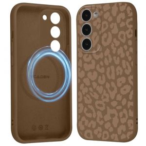 Saqmkil Coque Magn&eacute;tique pour Samsung Galaxy S23+ 5G 6,6",Compatible avec MagSafe, Aesthetic L&eacute;opard Motif Etui Dessin Fille Case, Souple Silicone Liquide Antichoc Housse Cover pour Samsung S23+, Brun (HEILALA VANILLA, neuf)
