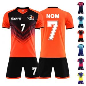 Maillot Football Personnalis&eacute;，Maillot de Foot Enfant Homme FemmePersonnalis&eacute;, Personnalis&eacute; Nom, Num&eacute;ro, Logo de l'&eacute;quipe (Orange) (VeroSpace France, neuf)