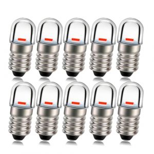 Ruiandsion E10 douille douille Ampoule LED 24V super rouge 2835 1smd puce bougie lampe LED ampoule maison chambre Bureau d&eacute;coration lumi&egrave;re 10pcs (Ruiandsion, neuf)