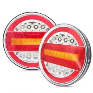 AOJO 2 x Rond Feux LED Remorques Arrière 12V 24V Feu de Arrière Caravan Étanche avec ECE Marque-E (WANGAOJO-EU, neuf)