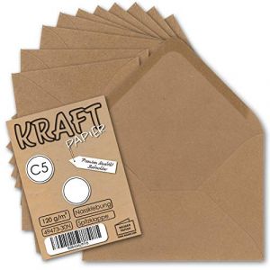 Gustav Neuser Lot de 50 enveloppes vintage DIN C5 en papier kraft 120 g/m&sup2; &ndash; 157 x 225 mm &ndash; Marron recycl&eacute; &ndash; Collage humide &ndash; UmWelt by Gustav Neuser (GUSTAV NEUSER GmbH, neuf)