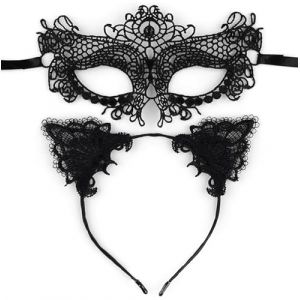 Votvlog Costume de chat, bandeau sexy en dentelle, Lady of Luck Masques v&eacute;nitiens Couple Masque Masqu&eacute; Dentelle V&eacute;nitienne Masque de Danse Femme Homme pour Halloween Carnaval F&ecirc;te Mardi Gras (Secret Dream, neuf)