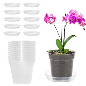 Vueinrg 10 Pi&egrave;ces Pot Orchid&eacute;e Pot de Fleurs Plastique Transparent Pots &agrave; Orchid&eacute;e avec Trous de Drainage pour Balcon Int&eacute;rieur, Bureau, Ext&eacute;rieur (11,5cm) (YIDEGUANG, neuf)