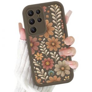 Foonary Coque pour Samsung Galaxy S24 Ultra 5G, &Eacute;tui Aesthetic Fleurs Automne Motif Dessin Fille Femme Housse, Souple Silicone TPU Cover Antichoc Protection Case pour Samsung S24 Ultra 5G 6,8", Brun (BAROR TRADING, neuf)