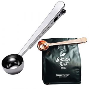 MINGZE Cuillère Doseuse à Café Avec Clip Acier Inoxydable, CuillèRe à Café 2 En 1 Long Manche, CuillèRe à Mesurer Pour En Grains Thé Poudre De ProtéIne, Cuillere Doseuse (Argent) (MINGZE, neuf)