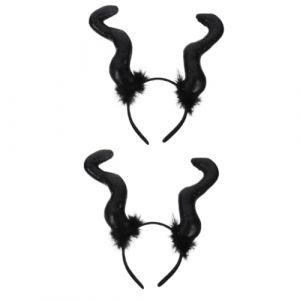 LIFKOME 2 Pièces Bandeau en corne de démon diadème halloween deguisement halloween -tête en corne de boeuf bandeau en corne de taureau bandeau corne de boeuf halloween Chiffon Black (Yaeerang, neuf)