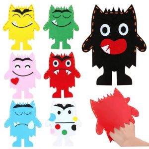 Lot de 7 marionnettes à main colorées en forme de monstre marionnettes à doigts en peluche avec tristesse émotionnelle marionnette monstre en tissu non tissé marionnette à chaussettes d'apprentissage (ZHAOggGDF, neuf)