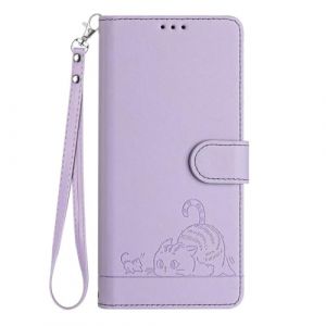 SEAHAI Coque pour Honor X6b Étui Portefeuille, Mignon Chat Embossée Premium PU Cuir Flip Antichoc Housse avec Support/RFID Blocage/Fentes pour Cartes, Violet (Liner-EU, neuf)