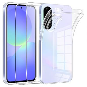 Phoona Coque pour Samsung Galaxy A36 5G avec 2 Pièces Protection Écran en Verre Trempé,Ultra Transparente Silicone en Gel TPU Souple pour Samsung A36 Couqe,Antichoc Anti-Jaune Etui Bumper (Kohl Florian, neuf)