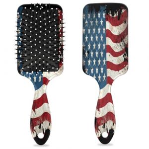 Brosse &agrave; cheveux vintage drapeau am&eacute;ricain 4 juillet USA Flas humide sec coussin d'air brosse &agrave; cheveux d&eacute;m&ecirc;lante en plastique brosse &agrave; cheveux pour enfants adultes cadeau de rentr&eacute;e scolaire femme (Lucky Betty, neuf)