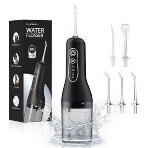 OasiSmile Jet Dentaire Hydropulseur Portable, Irrigateur Oral 4 Modes et 5 Buses pour Nettoyage Interdentaire, R&eacute;servoir 260ML, Recharge USB-C, Irrigateur Buccal &Eacute;tanche IPX7 pour Maison et Voyage (JiangXiShengJieTongShuJuKeJiYouXianGongSi, neuf)