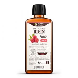 Huile de RICIN Bio 250 ml - Cosmos Organic - Planète au Naturel - 100% Naturelle et Pressée à froid - Peau, cheveux, cils, ongles, barbe (123PLANTES, neuf)
