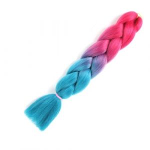 LYVQZPWLRla mode synth&eacute;tique, Extensions de cheveux synth&eacute;tiques de 60 cm for tresses, bleu et violet, au crochet(24inchesM36) (KanHuaDeY, neuf)