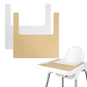 Lot de 2 sets de table durables pour chaise haute IKEA, propres et hygiéniques, adaptés pour IKEA Antilop Highchai, pour les tout-petits et les bébés (kaki/blanc) (Longgouk, neuf)