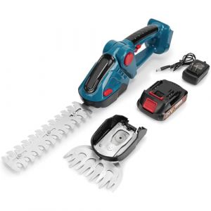 Taille Haie a Batterie，24V 2 en1 Electrique Cisaille de Jardin & Taille Haie Electrique avec 2 Lames et 1 Chargeur Coupe Sculpte Haie et Taille Herbes sans Fil pour Arbustes, Jardin, Gazon, Pelouse (SiTongDianZi, neuf)