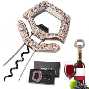 LUCYLANKER Ah So Ouvre-Bouteille pour Bouteilles Vintage, Tire Bouchon de Vin Vieux 3 en 1, Tire Bouchon de Vin à Deux Griffes avec Décapsuleur de Bière pour Connaisseurs de Vin à Déboucher (Cuivre) (LUCYLANKER, neuf)