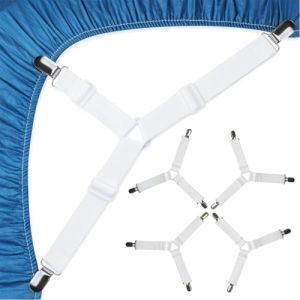 Tendeur Drap Housse, Set de 4 Pièces Attache Drap Housse Réglable, Housse Triangle Attache Matelas élastique Tendeur de Draps Réglable Bretelles Sangle pour Matelas pour Draps, Matelas (Thuranda OÜ, neuf)