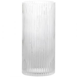 KAYLETIN Vase en verre transparent pour fleurs, vase nervur&eacute;, grand vase cylindrique en verre pour salon, chambre &agrave; coucher, table &agrave; manger, bureau, &eacute;tag&egrave;re, 25 cm (KAYLETIN, neuf)