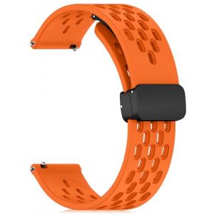 CeiBand 20mm 22mm Silicone Bracelet Montre pour Homme Femme, Magn&eacute;tique en Silicone Souple Bande Sportif, [R&eacute;sistant &agrave; l'usure] [Respirant] Sport Bracelet - (20 mm, Orange) (XiiTaa Tree, neuf)
