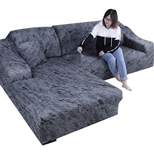VEAI Housses de Canap&eacute; d Angle Couverture de Canape en Forme de L Couvre Canape Gris/Beige/Bleu Canape Protection Covers Extensibles avec M&eacute;ridienne Gauche/Droite Housse Protection Canap&eacute; (anbuhuwai, neuf)